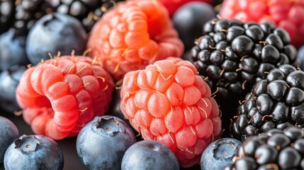 Wall Mural - Vibrant assortment of fresh berries close-up