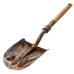 Wall Mural - A rusty old shovel with a wooden handle isolated 