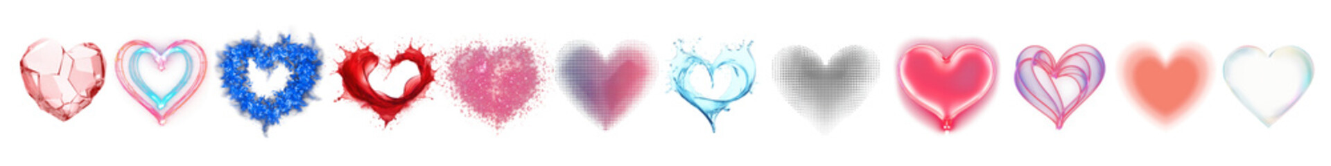 Wall Mural - Heart overlay effect png cut out element set