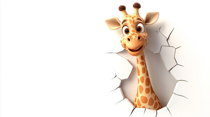 cheerful giraffe cartoon on white