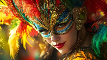 Woman in a mysterious venetian mask captivates at a party