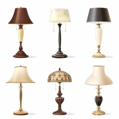 Sticker - Different stylish table lamps isolated on transparent background 