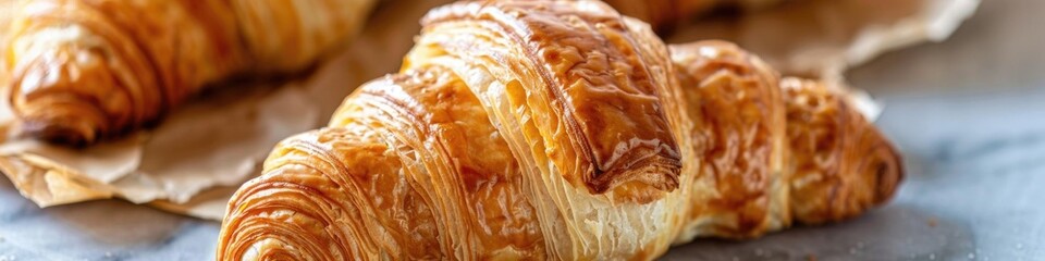 Golden Flaky Croissant on a Crisp Morning - Breakfast Pastry Delight