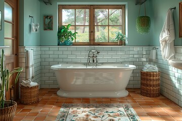 Wall Mural - Rustic Bathroom Interior Design