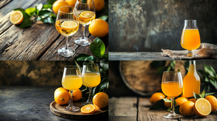 Canvas Print - still life with orange juice and fruits