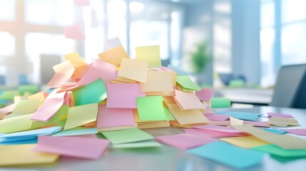 Wall Mural - Colorful Sticky Notes Office Desk Brainstorming Ideas