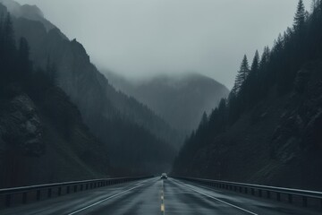 Poster - Mountain road outdoors highway.