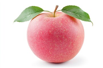 Pink Fuji Apple isolated on white background, Fresh Pink Japanese Apple with leaf on white background, With clipping path, ai