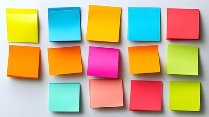 Wall Mural - Colorful Sticky Notes on White Background - Blank Memo