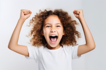 Wall Mural - Shouting success child girl.