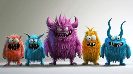 Poster - A group of colorful monsters standing next to each other