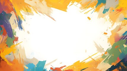 Wall Mural - abstract colorful paint splashes and strokes border frame