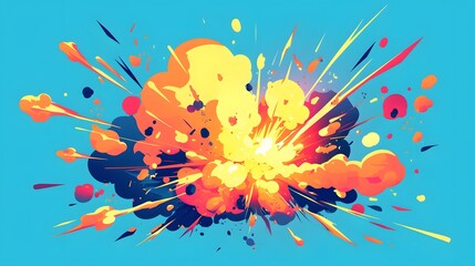 Wall Mural - abstract colorful explosion on blue background