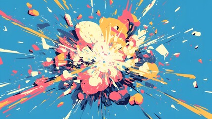 Wall Mural - Abstract Colorful Explosion Paint Splatter Blue Background