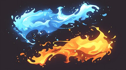 Sticker - Abstract Blue and Orange Liquid Splashes