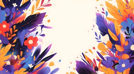 Wall Mural - colorful floral border design template