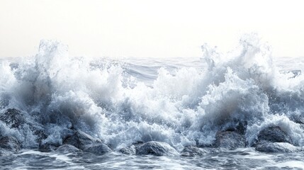 Canvas Print - Ocean Waves Crashing on Rocks