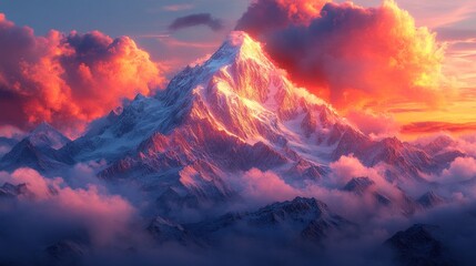 Canvas Print - Majestic Mountain Peak at Sunset