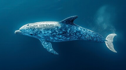 Wall Mural - A dappled dolphin glides through the ocean its unique markings a testament to its individuality