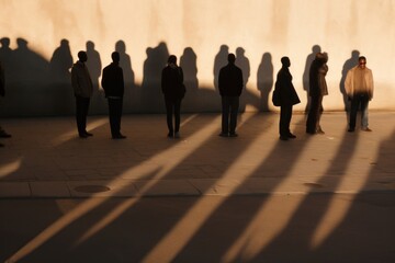 Poster - Diverse people silhouette outdoors walking.