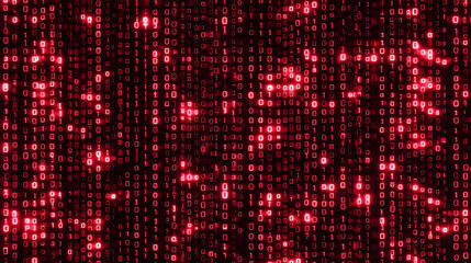 Red Binary Code Digital Matrix Display