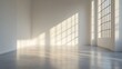 © 楠 刘 - The subtle light and shadow reflections on the white walls create a simple and peaceful atmosphere. Soft and natural light casts light shadows, suitable for modern design and interior concepts.