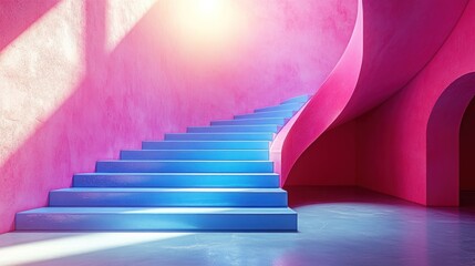 Sticker - Blue Stairs in a Pink Room