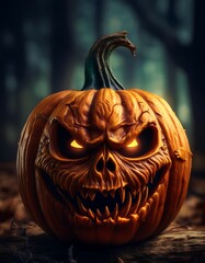 Wall Mural - Halloween scary pumpkin head