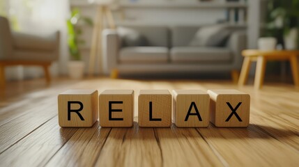 Relax wooden block in living room background for weekend and rest concept.