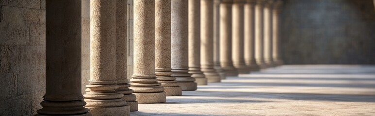 Wall Mural - 3D rendering of stone columns in a cathedral cloister