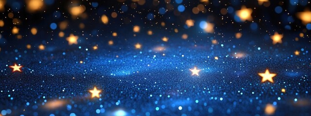 Aufkleber - Christmas blue starry background in 3D cartoon rendering