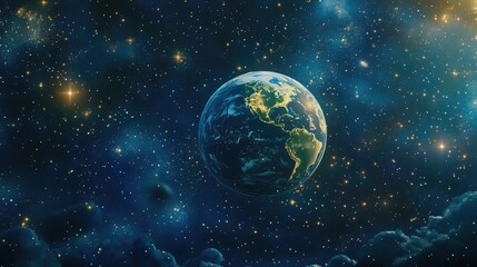 Aufkleber - 3D cartoon depiction of a stunning planet Earth in space with a backdrop of stars