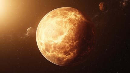 Aufkleber - High resolution beautiful art depicts a 3D cartoon rendering of the planet Venus showcasing it as part of the solar system