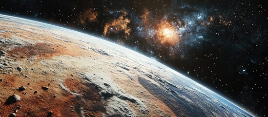 Aufkleber - Space landscape featuring a view of the Earth 3D cartoon rendering