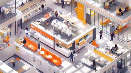 Show a design for a tech innovation hub, equipped with the latest technology tools.