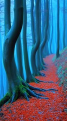 Canvas Print - A path that has many trees on it