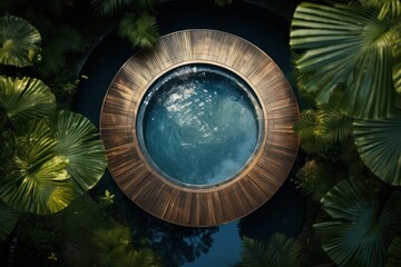 Poster - Circular pool outdoors forest wood.