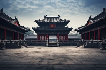 Poster - Ancient temple chinese Style architecture building mansion.