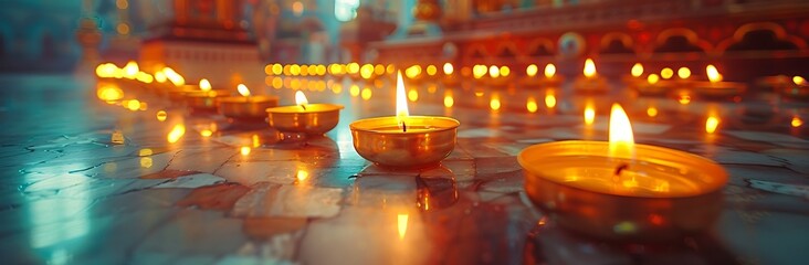 Wall Mural - Candles Glow in Temple