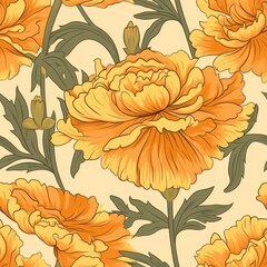 Poster - Marigold flower wallpaper pattern plant.