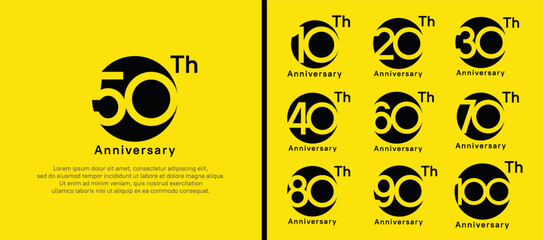 anniversary logotype set. vector design black color circle can be use for celebration moment