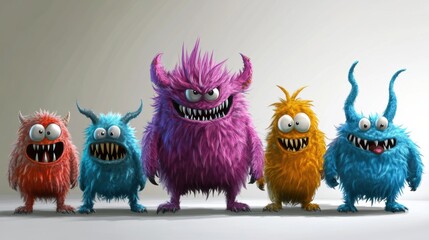 Poster - A group of three furry monsters standing next to each other