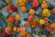 © Anna - Autumn suburb from above with vivid foliage.