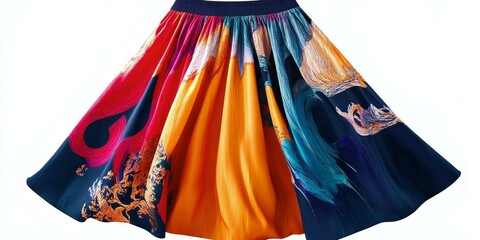 Sticker - Colorful patterned skirt with blue waistband.