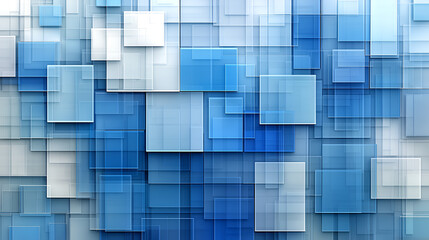 Wall Mural - abstract blue squares layered in various shades creating a visually striking composition