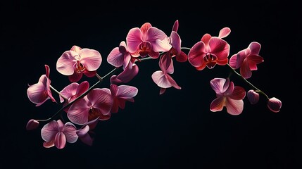 Wall Mural - Pink Orchids on a Dark Background