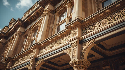 Restoration of a heritage building's ornate features,