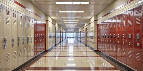 high school corridor with lockers