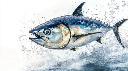 Wall Mural - Tuna Fish Leaping Out of Water with Splash