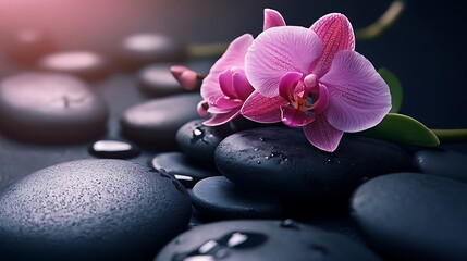 Poster - Orchid and Stones, A Spa Retreat